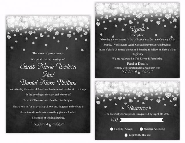 Printable Chalkboard Wedding Invitation Suite Printable Invitation Set ...