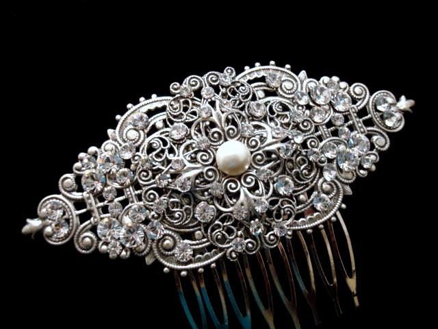 Vintage 1930s Silver Marcasite And Pearl Flower Hair Pins — Vintage Hair  Accessories By Vintage Adornments | Vintage Silver Hair Clip |  