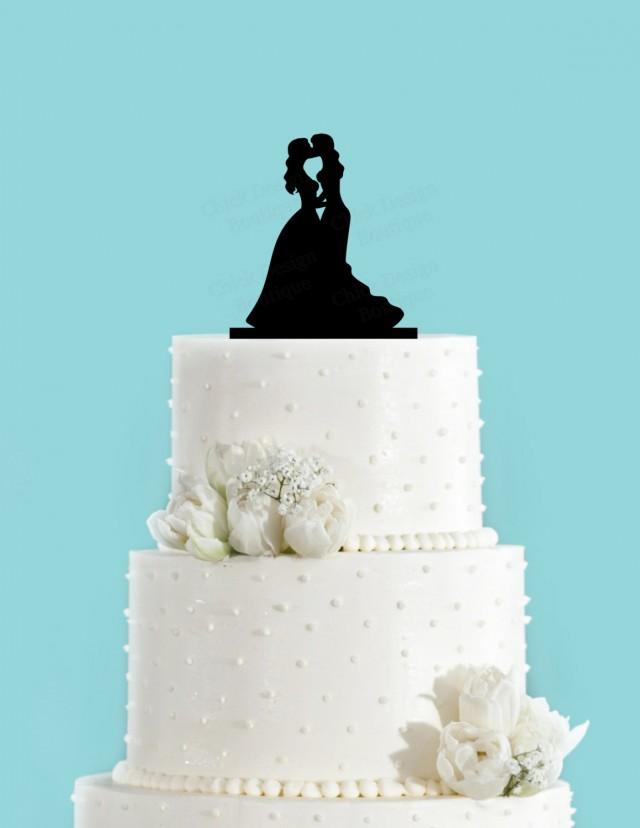 Bride And Bride Couple Kissing Acrylic Wedding Cake Topper Same Sex Cake Topper Lesbian Cake 