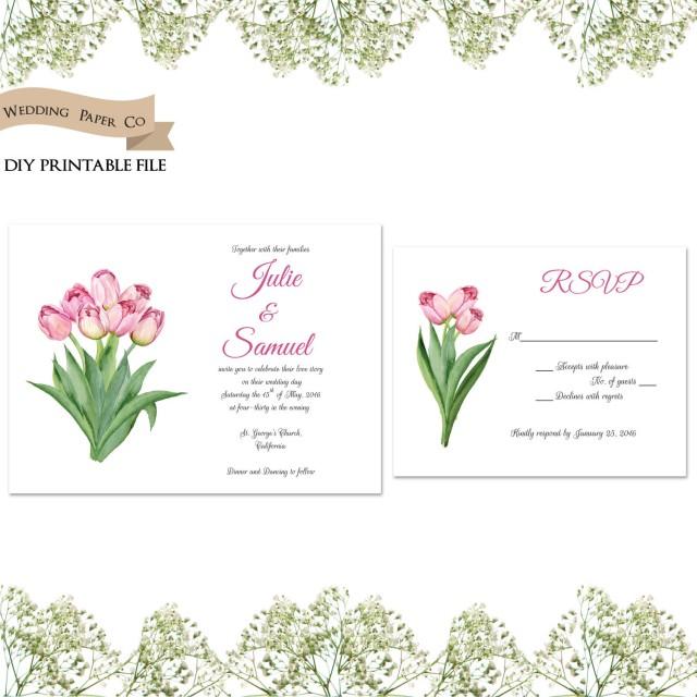 Pink Tulips Personalised Wedding Stationery Thank You Cards Party