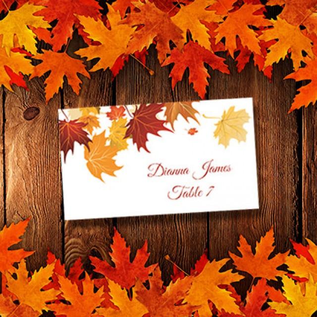 Printable Place Cards Template Falling Leaves Avery 5302 Compatible 