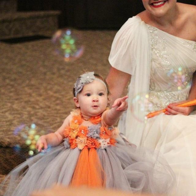 grey and orange dress