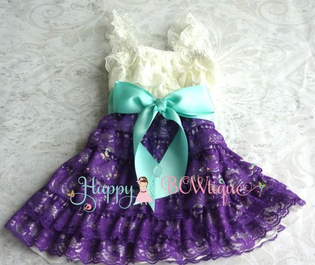 purple and teal flower girl dresses