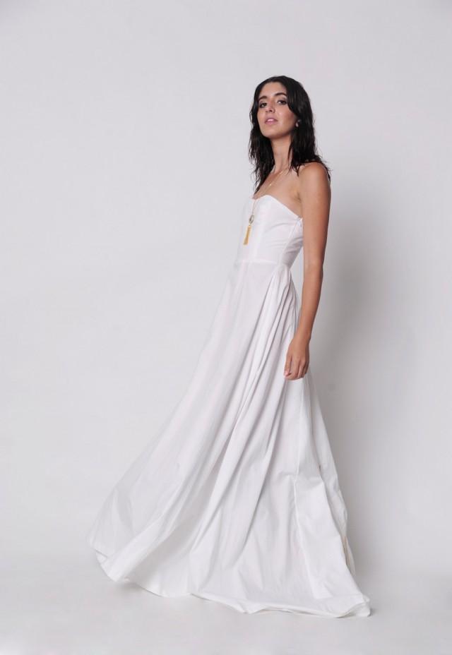 strapless silk wedding gown