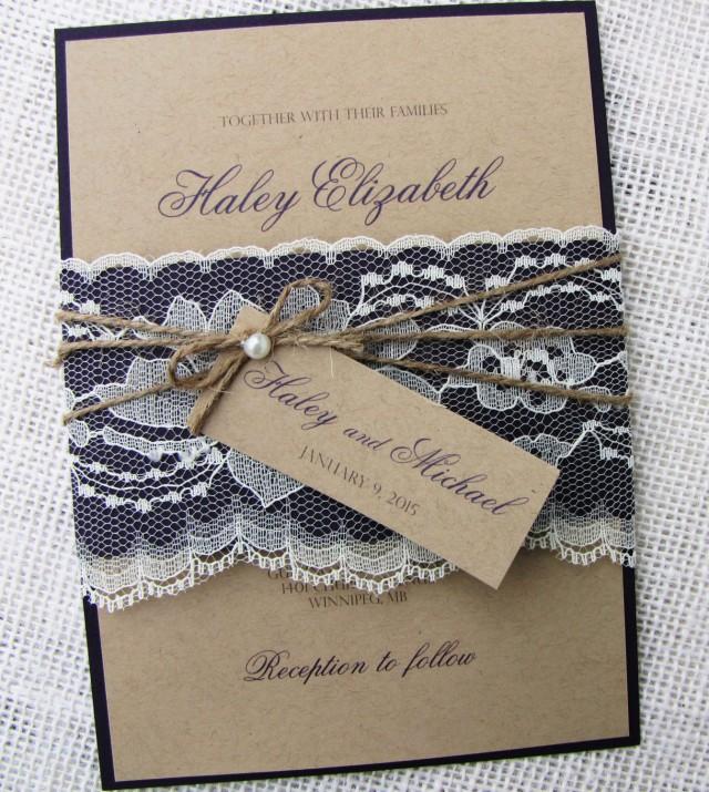 Rustic Wedding Invitation Lace Wedding Invitation Shabby Chic