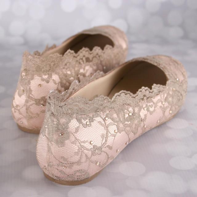 rose gold flat wedding shoes