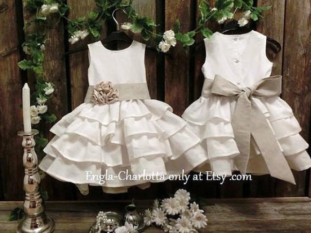 Rustic Flower Girl Dress Country Flower Girl Dress Off White