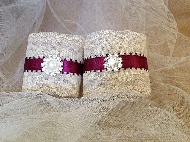 Burgundy And Ivory Napkin Holders For Country Weddings Bridal Or