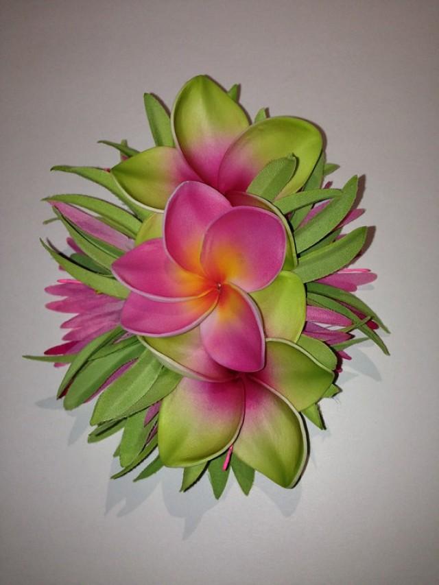 Plumeria Nani Plumeria Hair Clip Hawaii Pink Green Plumerias