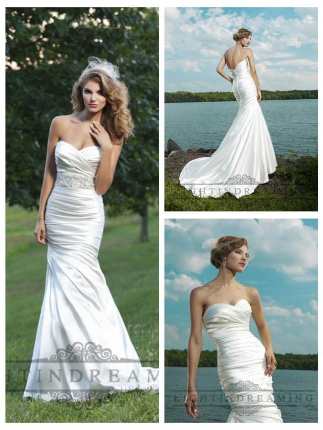 Strapless Ruched Sweetheart Wedding Dresses With Pleated Skirt #2463055
