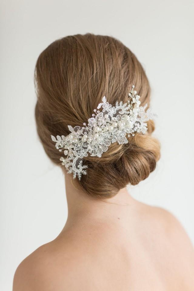 Lace Headpiece, Crystal Pearl And Lace Hair Comb, Wedding Hair Accessory 2463626 Weddbook