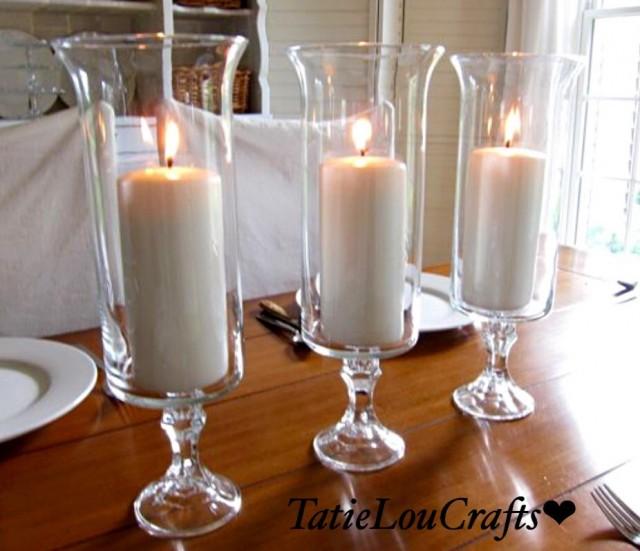 SET OF (10)13" Clear Glass Wedding Centerpieces, Table Centerpiece