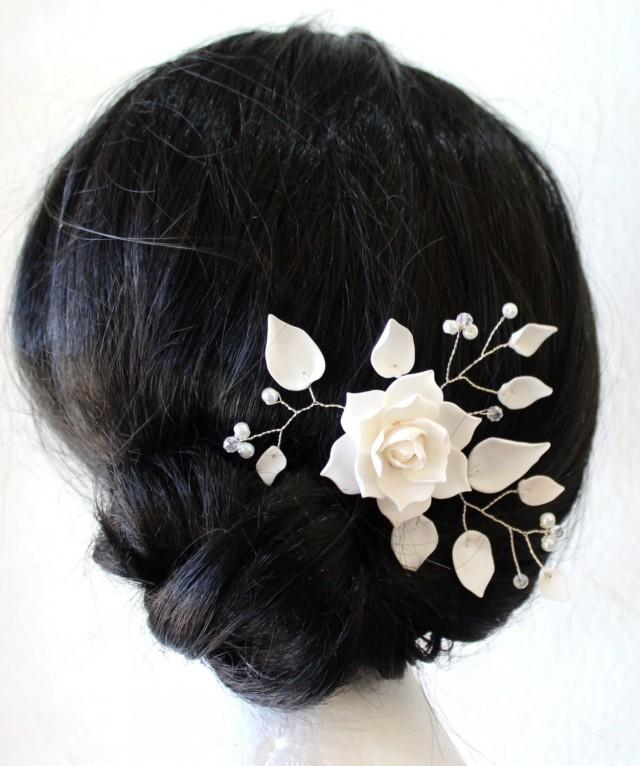 White Magnolia, Flower Hair Clips. Flower Accessories, Magnolia Wedding Hair Accessories