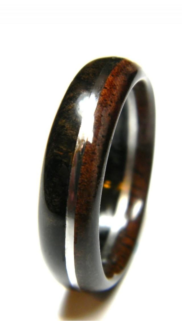 Unique Walnut And Ebony Wood Ring, Jewelry, Ring, Wood Jewelry, Wedding