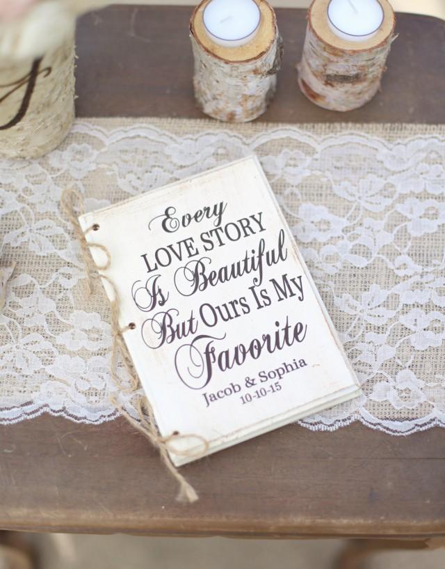 Personalized Rustic Wedding Guest Book Hipster Bridal Shower Keepsake Typography Item Number