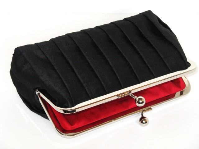 Pleated Silk Wedding Clutch Black,Bridal Accessories,Bridal Clutch,Bridesmaid Clutch,Formal 