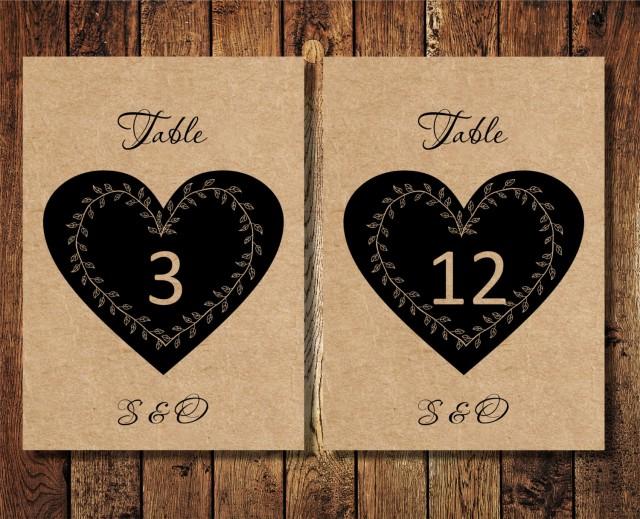 Diy Wedding Printable Table Numbers Rustic Heart Wedding Table