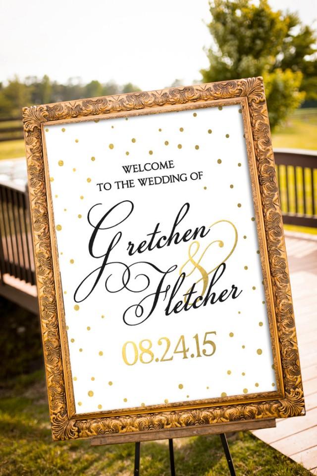 Gold Wedding Decor, Black & Gold Party Decor, Large Custom Wedding Sign