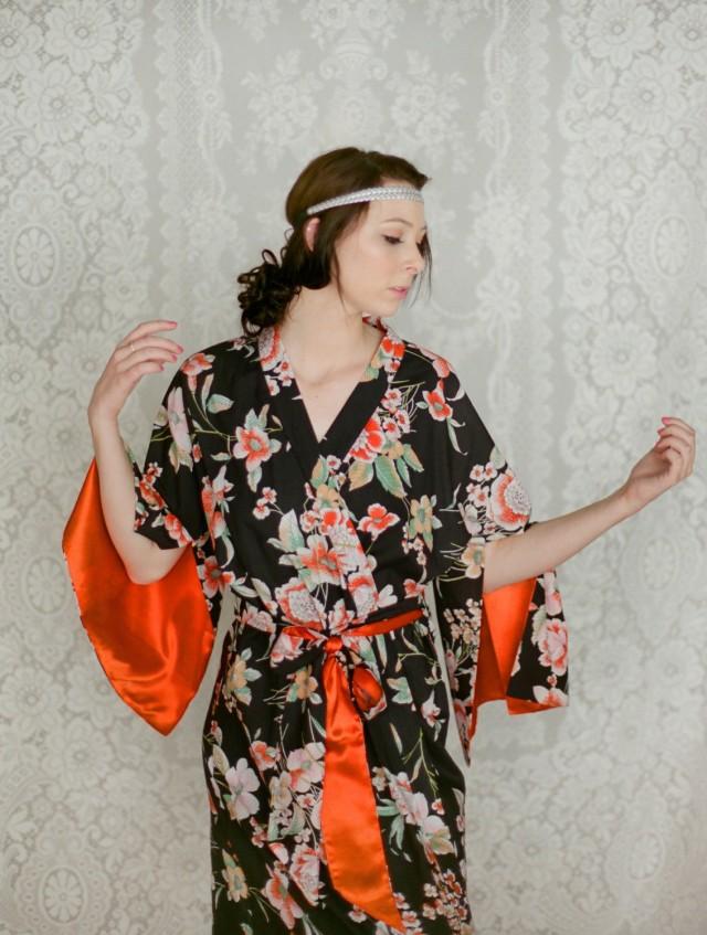 4 Custom Knee Length Floral "Haiku" Sleeve Robes Or Bridal Dressing