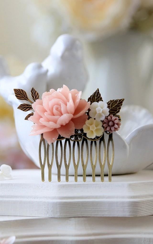 Bridal Hair Comb Wedding Hair Accessory Blush Pink Flower Hair Comb