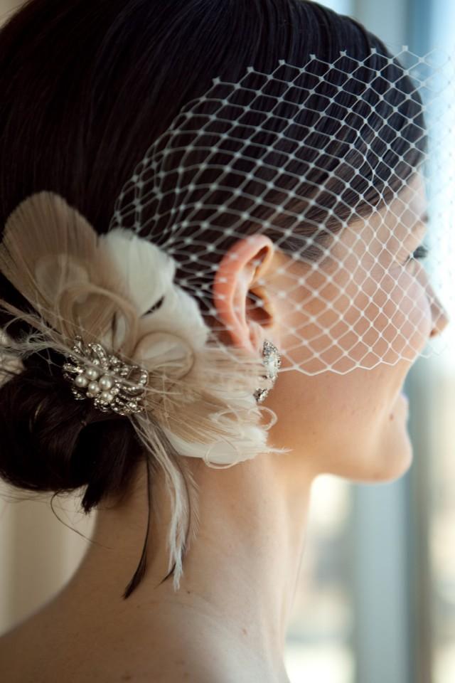 Birdcage Veil, Bridal Veil And Bridal Clip, Bandeau Birdcage Veil