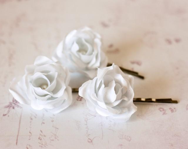 72 White Rose Hair Clip Hair Clips Wedding Hair Clips Hair