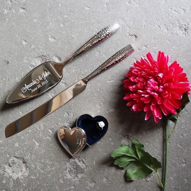 Nambe Tilt Dazzle Cake Knife And Server Set Custom Engraved Wedding