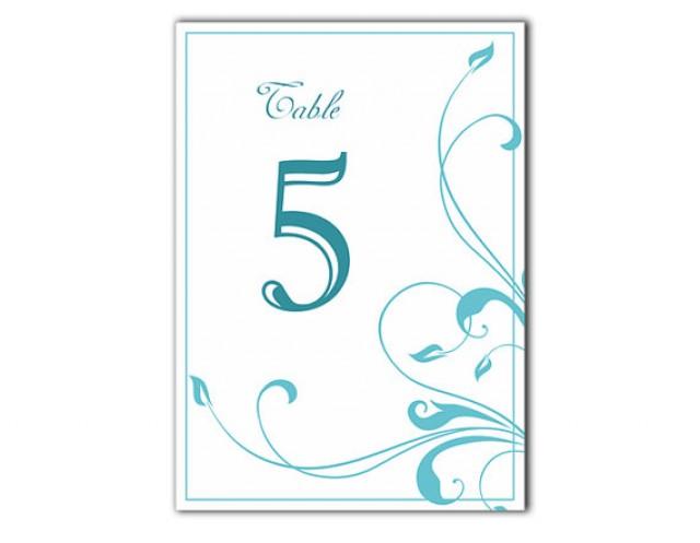 Printable Table Numbers DIY Instant Download Elegant Table Numbers Aqua