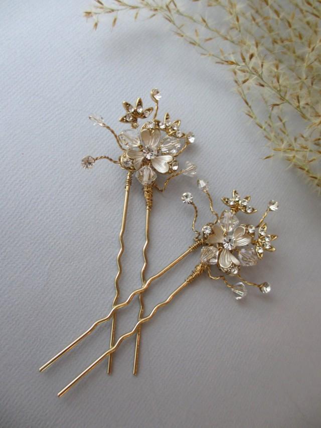 Gold Hair Pin, SOLD INDIVIDUALLY, Autumn Weddings NEW 2016 Gold Or