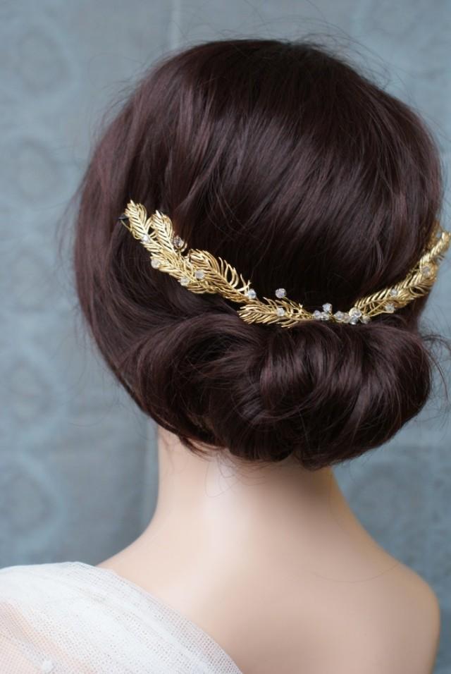 Gold Hair Vine Wedding Headpiece Bridal Hair Accessory Gold Wreath Bohemian Circlet Vintage