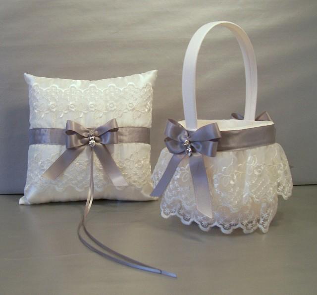Beautiful Bridal Wedding Party Flower Girl Basket Ring Bearer Pillow 