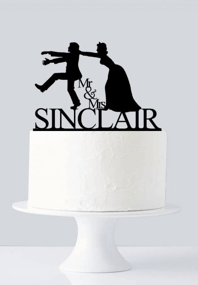 Personalized Mr And Mrs The Hunt Is Over Funny Wedding Cake Topper 
