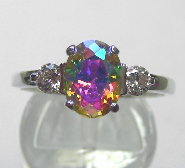 3 DAY SALE Unique Engagement Ring Lunar Lavender Mystic Fire CZ 2ct