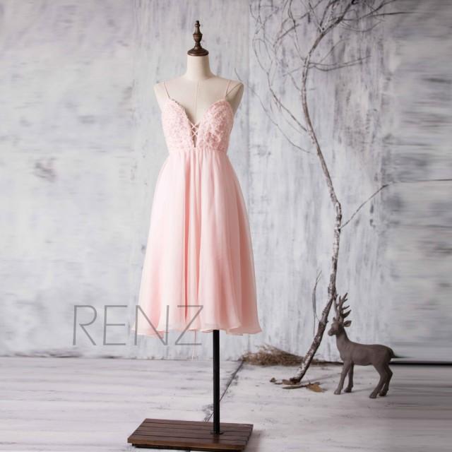 2015 Peach Chiffon Bridesmaid Dress Blush Pink Wedding Dress Spaghetti Strap Sweetheart Party 5051