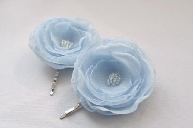 blue rose hair clip