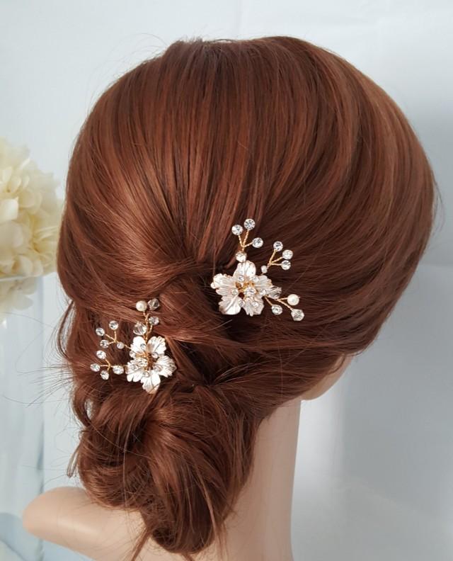 Bridal Comb Rose Gold Wedding Hair Comb Small Hair Comb Crystal Leaf