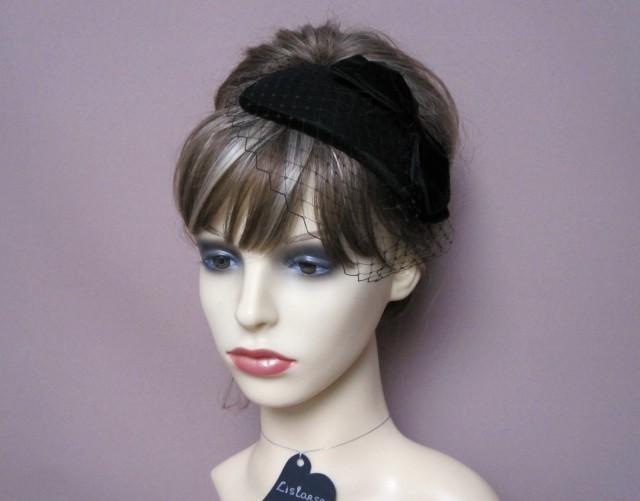 Vintage Style Teardrop Pillbox Fascinator Small Hat Birdcage Veil 40s