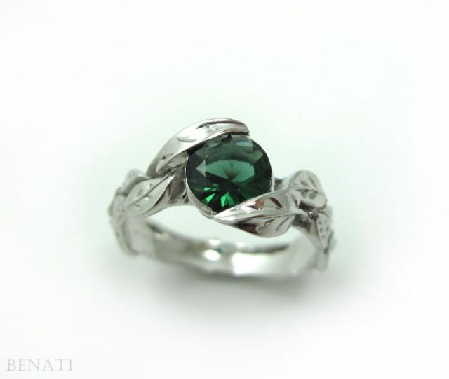 Engagement Leaf Ring, Leaf Engagement Ring, White Gold Leaf Ring, Gold