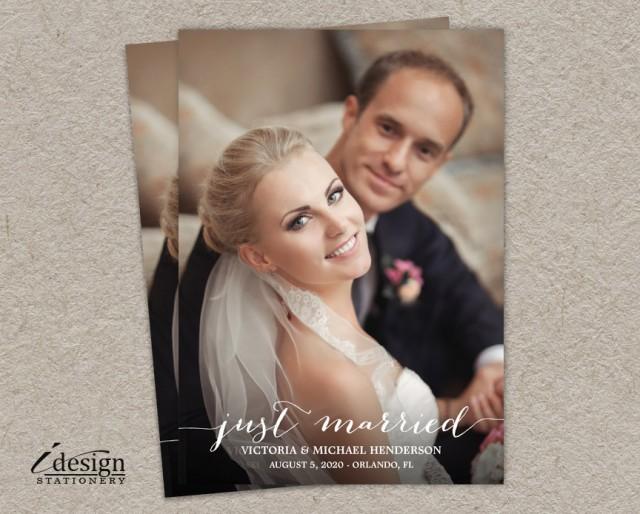 Just Married Wedding Announcements Photo Cards Diy Printable