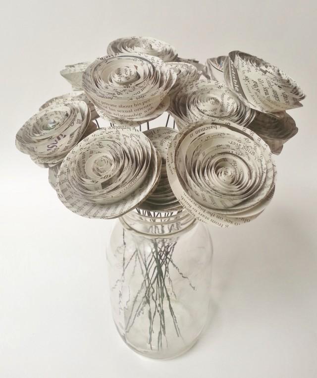 Paper Flower Bouquet Newspaper Flower Bouquet Handmade Rolled Paper