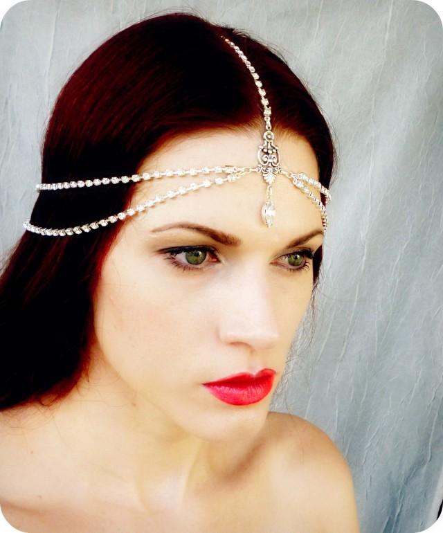 Art Deco Headpiece Vintage Headdress Rhinestone Head Piece Bridal Headpiece Flapper 1214