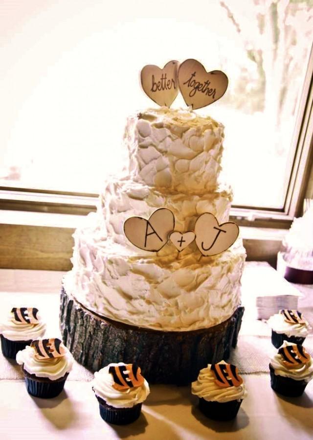 Custom Cupcake Cake Toppers Better Together Wedding Decorations Engagement Wood Hearts Rustic Wedding Vintage Backyard Shabby Chic 2477928 Weddbook Cute cake & cupcake toppers. weddbook