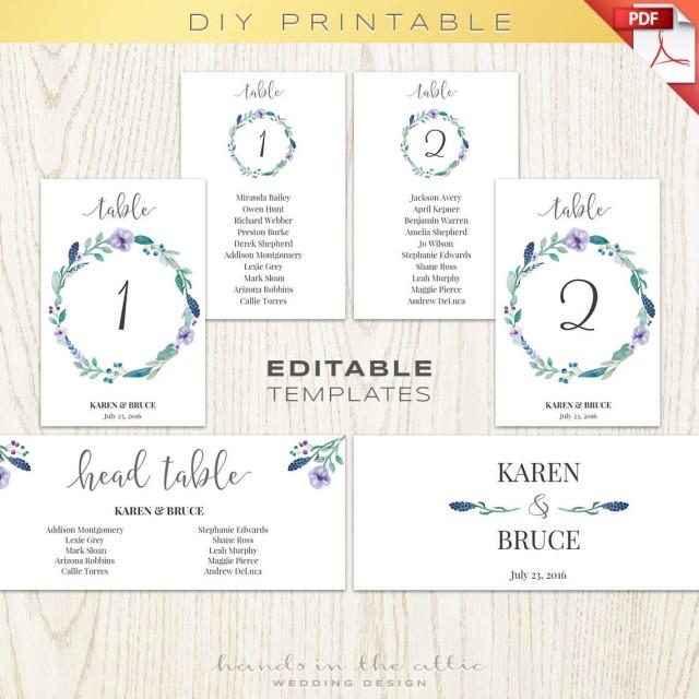 Floral Wedding Table Numbers Printable Template Seating Chart Wedding Printables Head Table Free Wedding Seating Chart Template