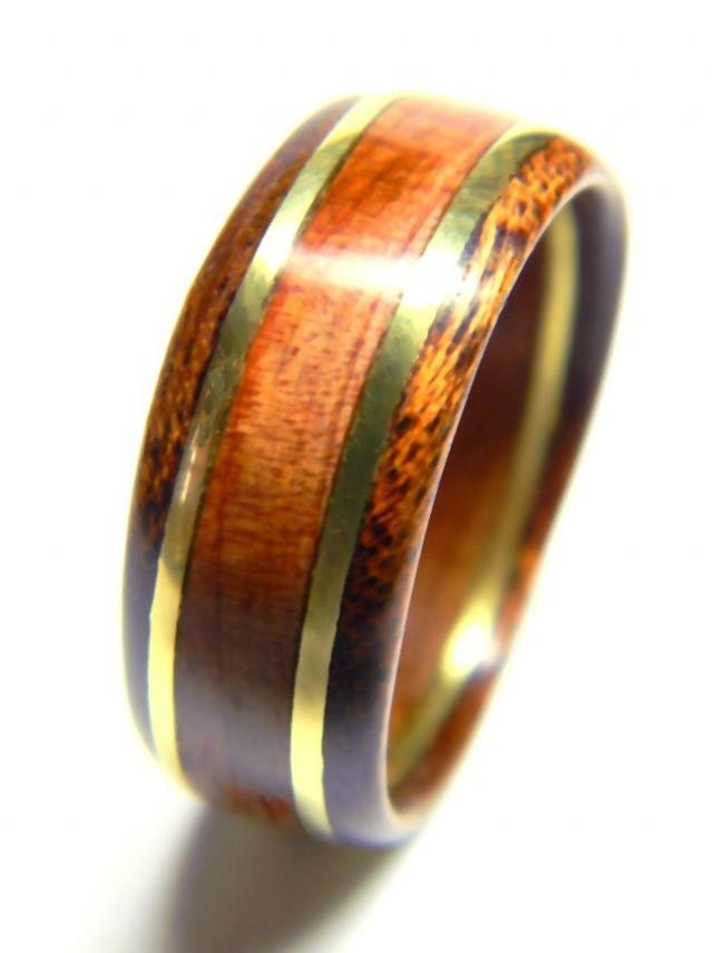 Unique Men's Wood Ring Cedar And Brass, Wedding Band, Engagement Ring