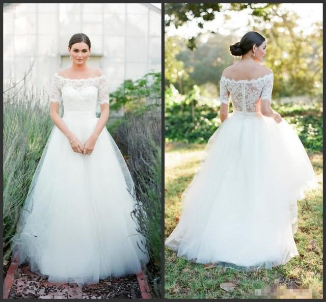 Princess Country Wedding Dresses Off Shoulder 2016 Half Sleeves