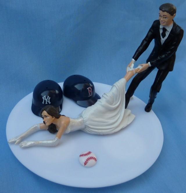 Wedding Cake Topper House Divided Baseball Team Rivalry Themed You Pick Your Two Teams Bridal Garter Bride Groom Humorous Sports Top - Weddbook