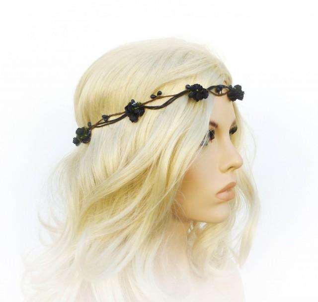 black flower head crown