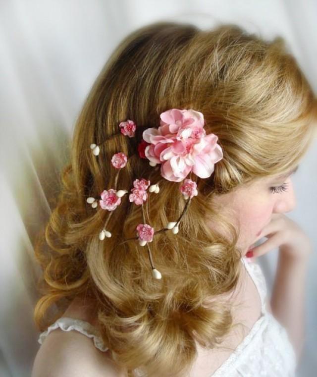 Cherry Blossom Hair Accessories Pink Flower Hair Clip Bridal Hair