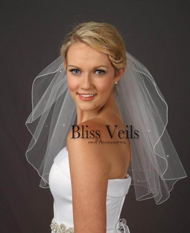 Pencil Edge Veil, Shoulder Length Wedding Veil, One Layer Veil ...