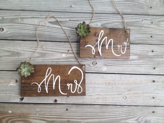 Rustic Mr And Mrs Wedding Signs Succulant Wedding Mr Mrs Chair